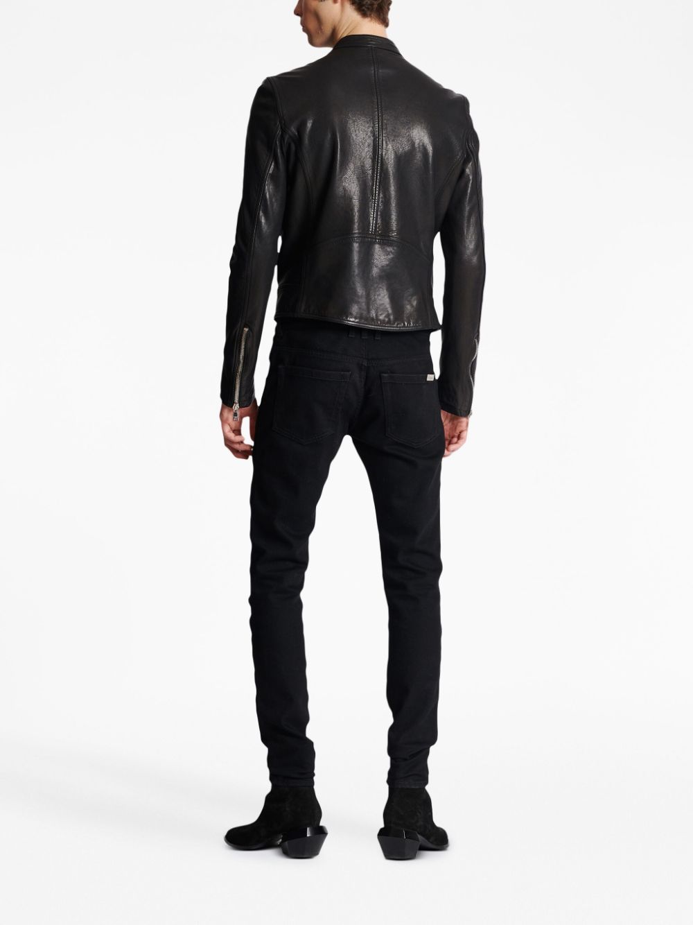 Balmain polished-finish zip-fastening jacket