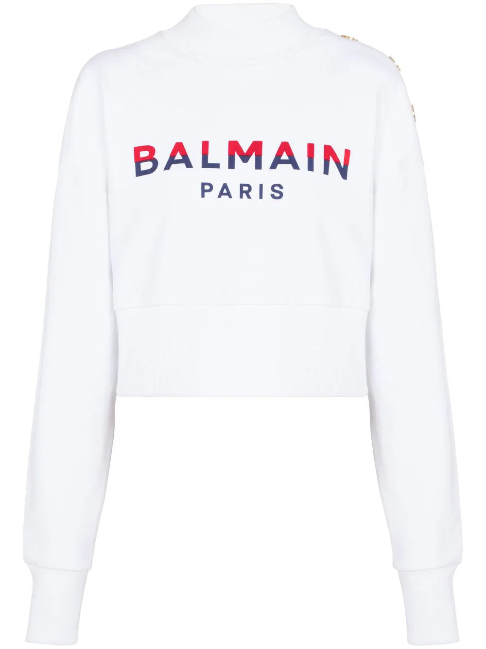 Balmain  3-Buttons logo-print cotton sweatshirt