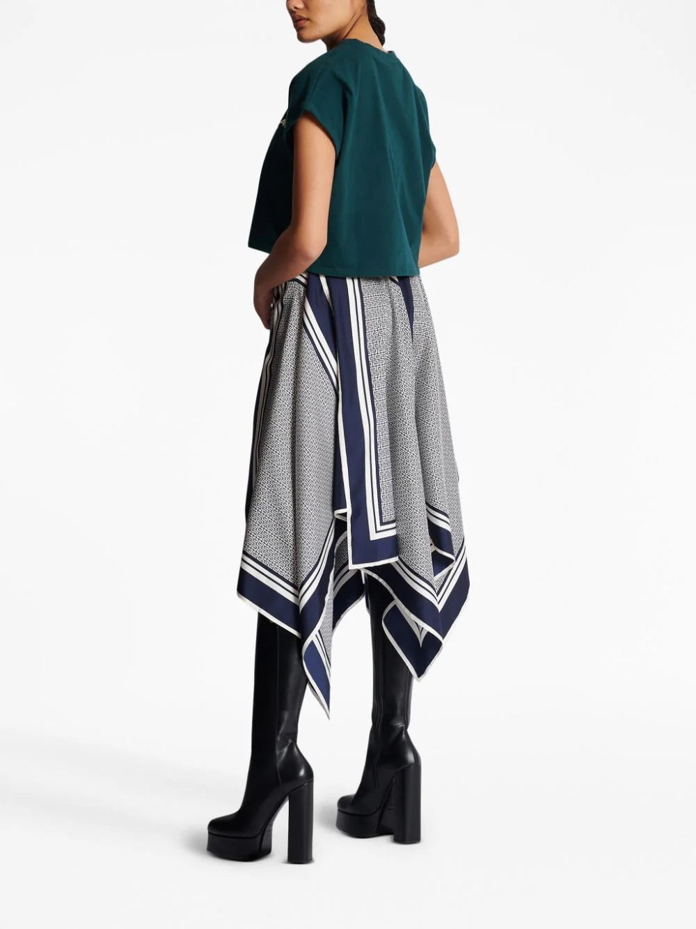 Balmain  flocked-logo cropped T-shirt