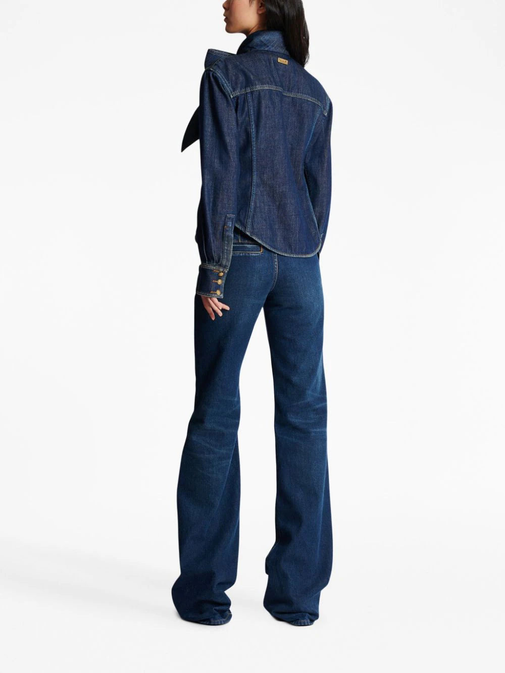 Balmain  pussy-bow denim shirt