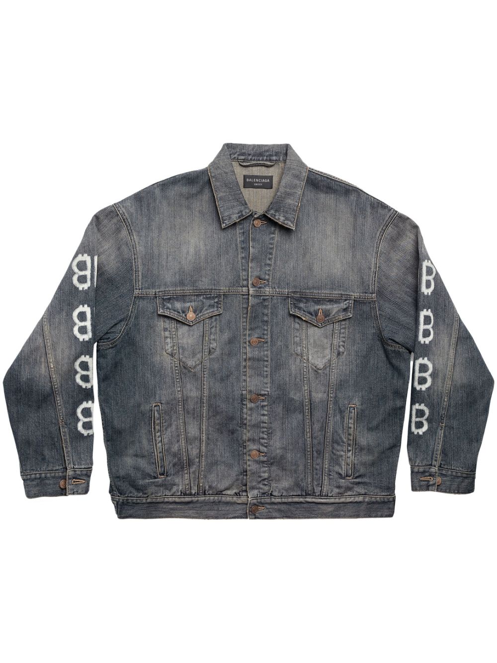 Balenciaga logo-print buttoned denim jacket