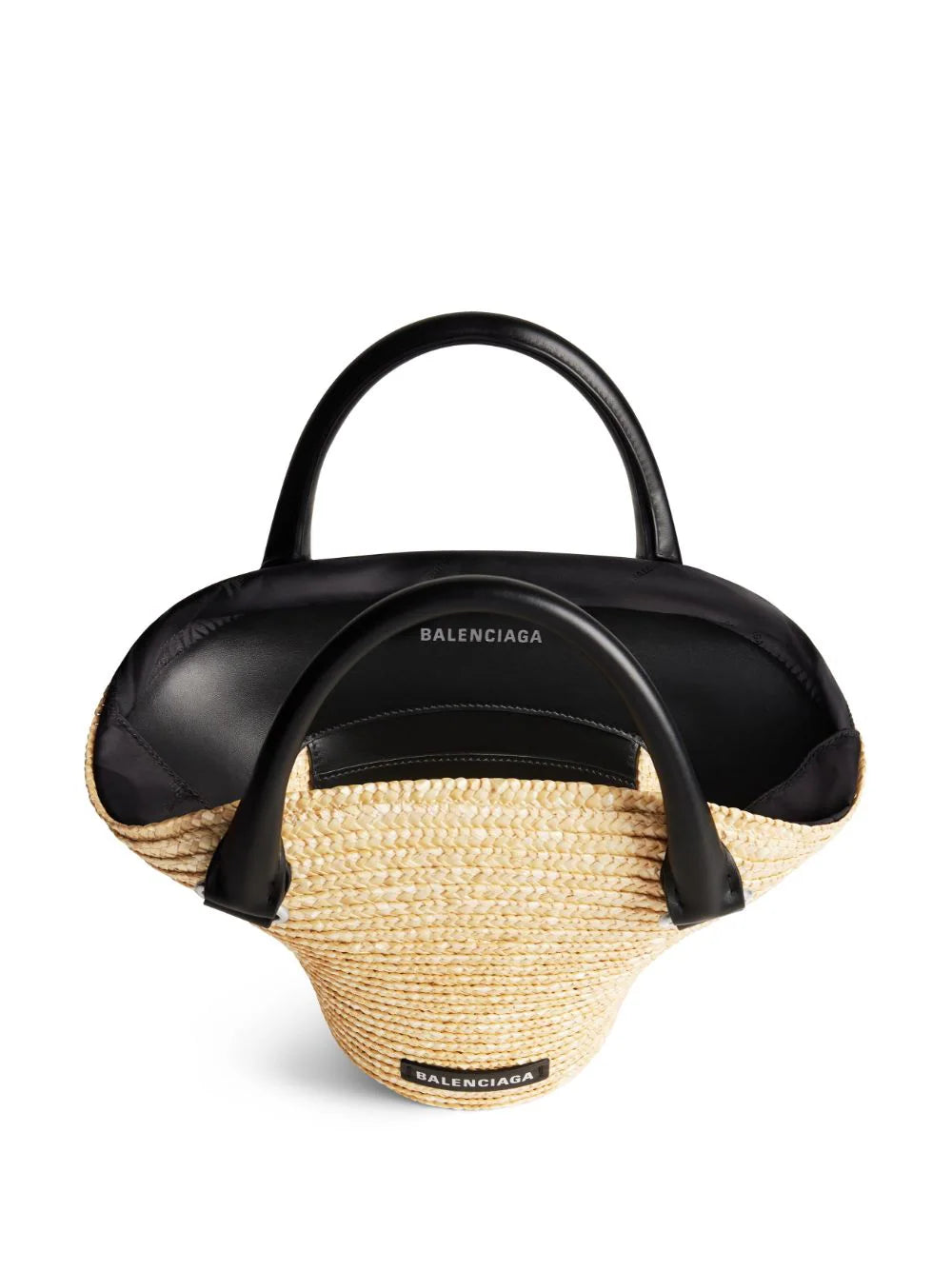Balenciaga  mini braided-raffia tote bag