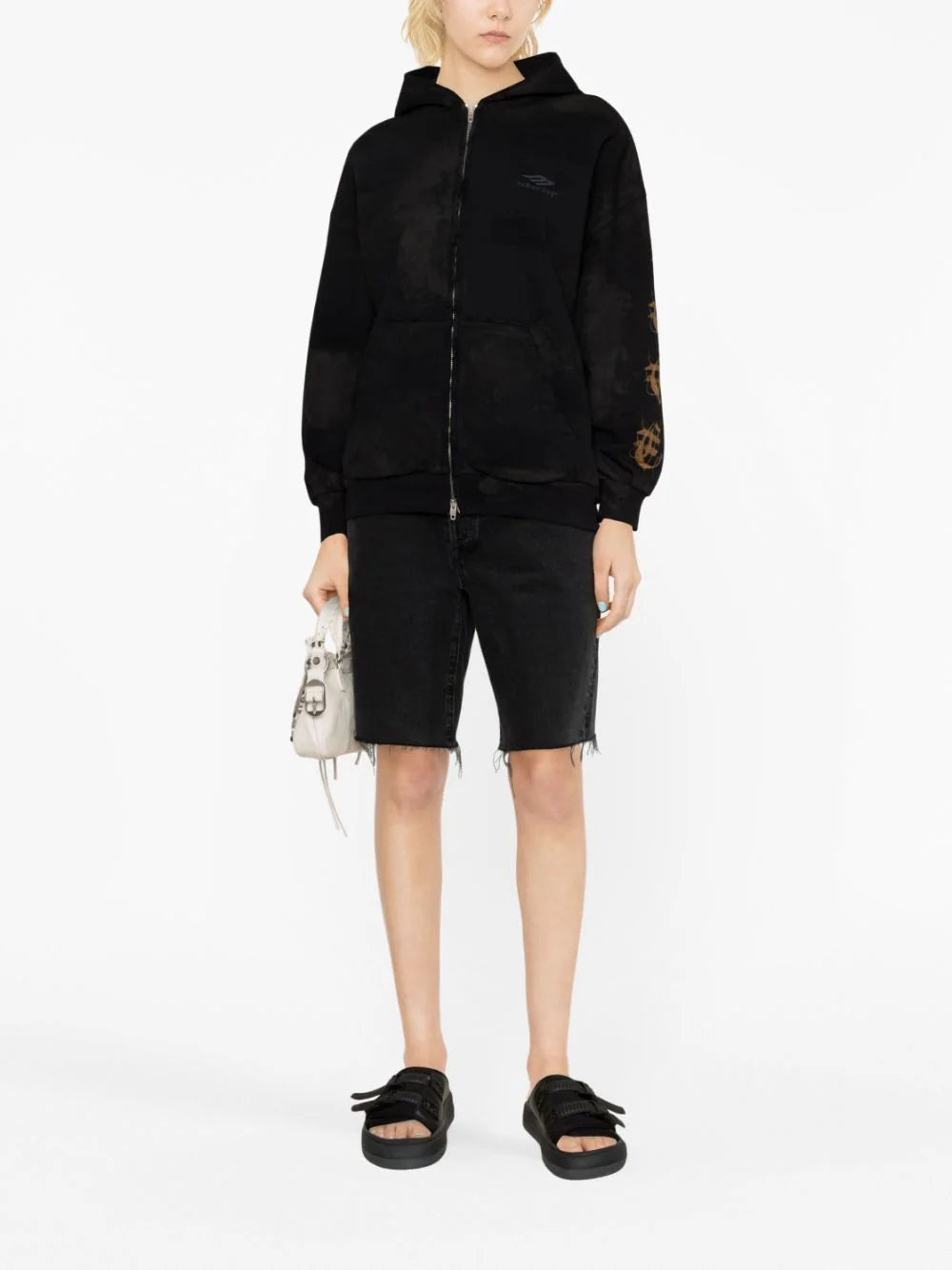 Balenciaga Heavy metal artwork zip-up hoodie
