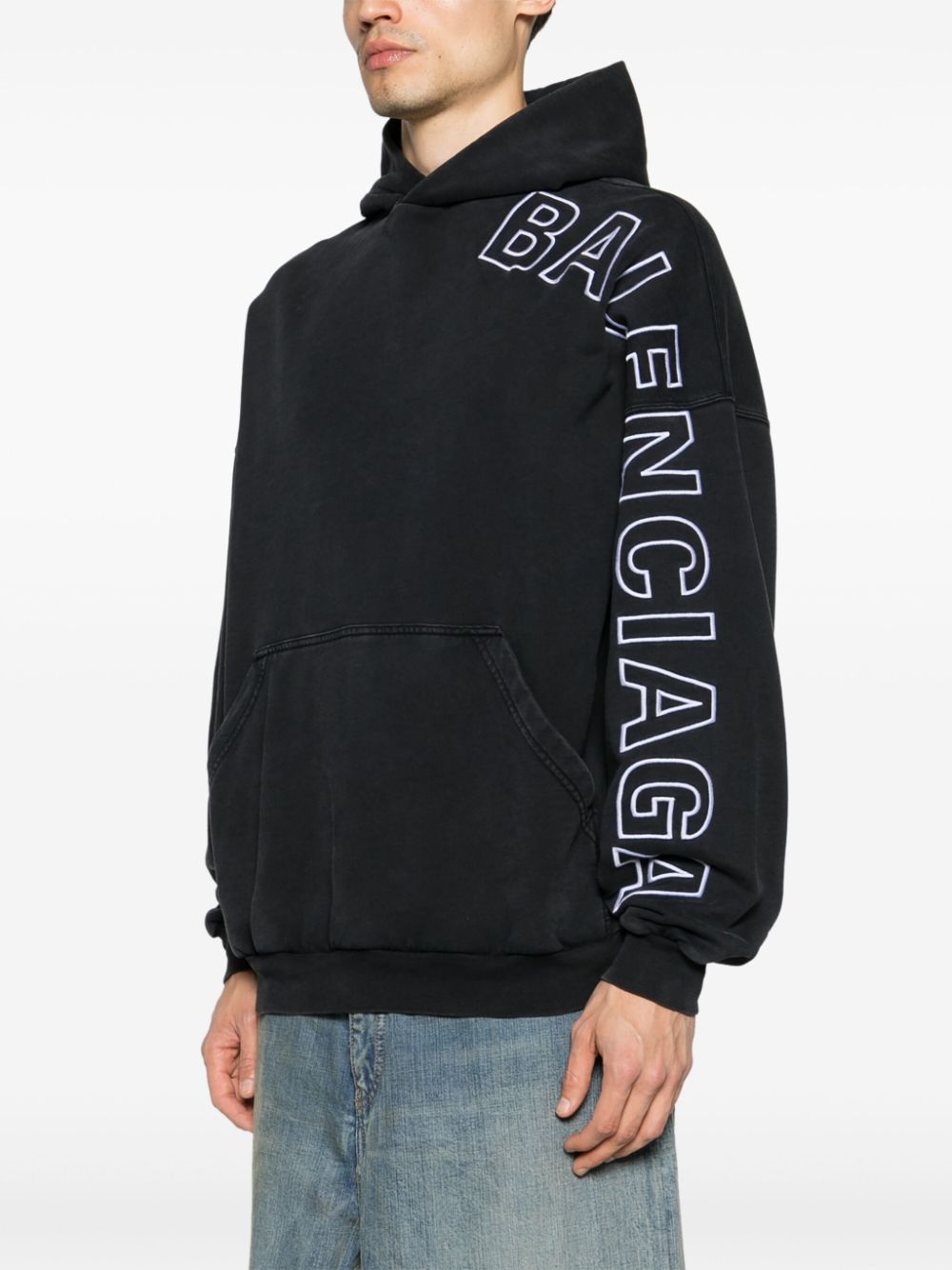 Balenciaga logo-embroidered cotton hoodie