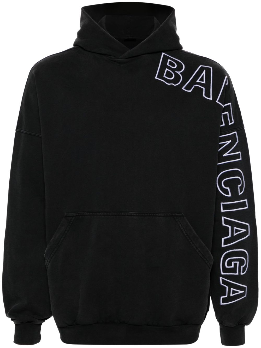 Balenciaga  logo-embroidered cotton hoodie