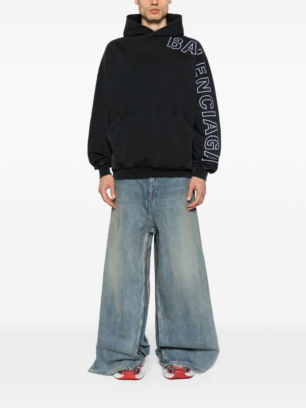 Balenciaga logo-embroidered cotton hoodie