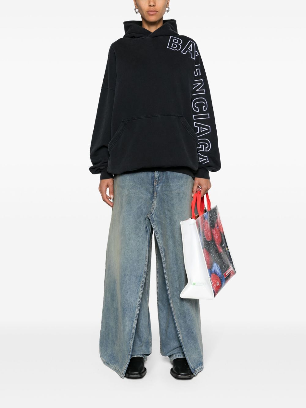 Balenciaga logo-embroidered cotton hoodie
