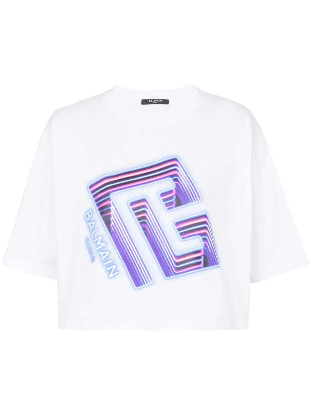 Balmain  logo-print cropped T-shirt