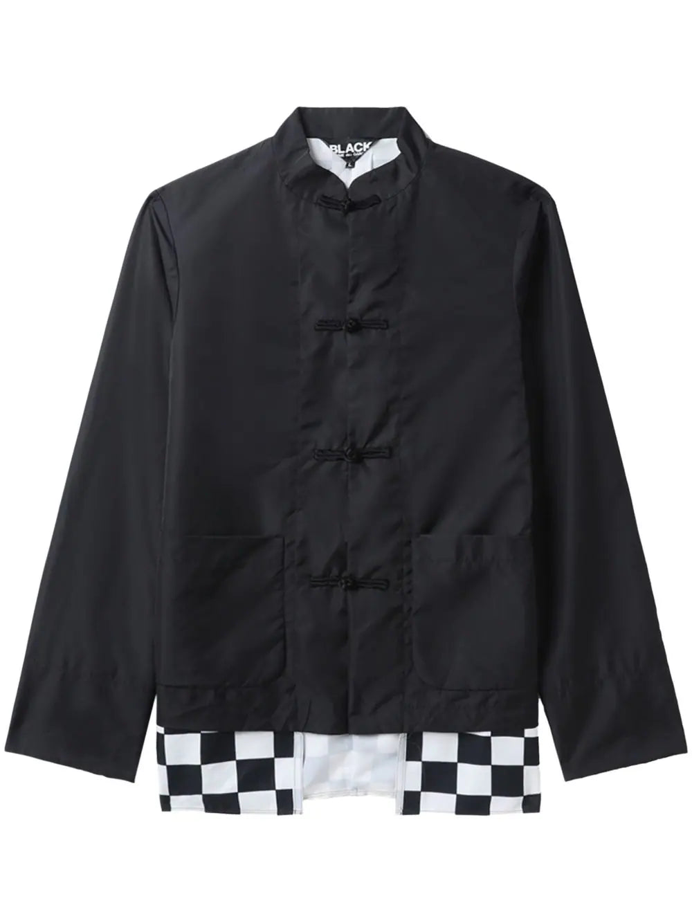 Black Comme Des Garçons  check-pattern band-collar jacket