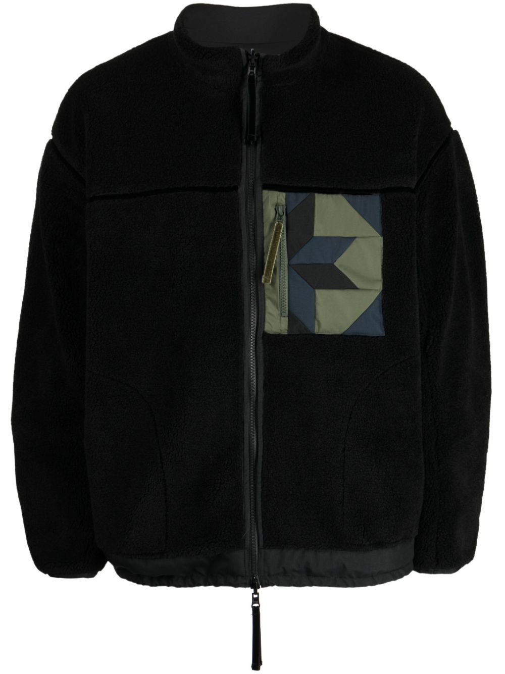 Yoshiokubo  patchwork-detailing zip-up jacket