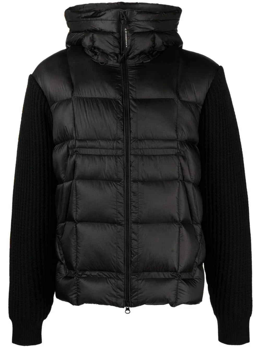 C.P. Company  ribbed-knit panel quilted hooded jacket