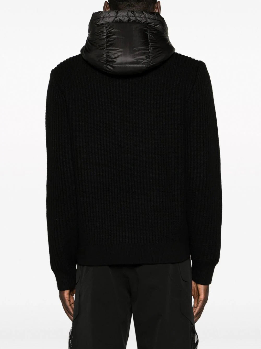 C.P. Company ribbed-knit panel quilted hooded jacket