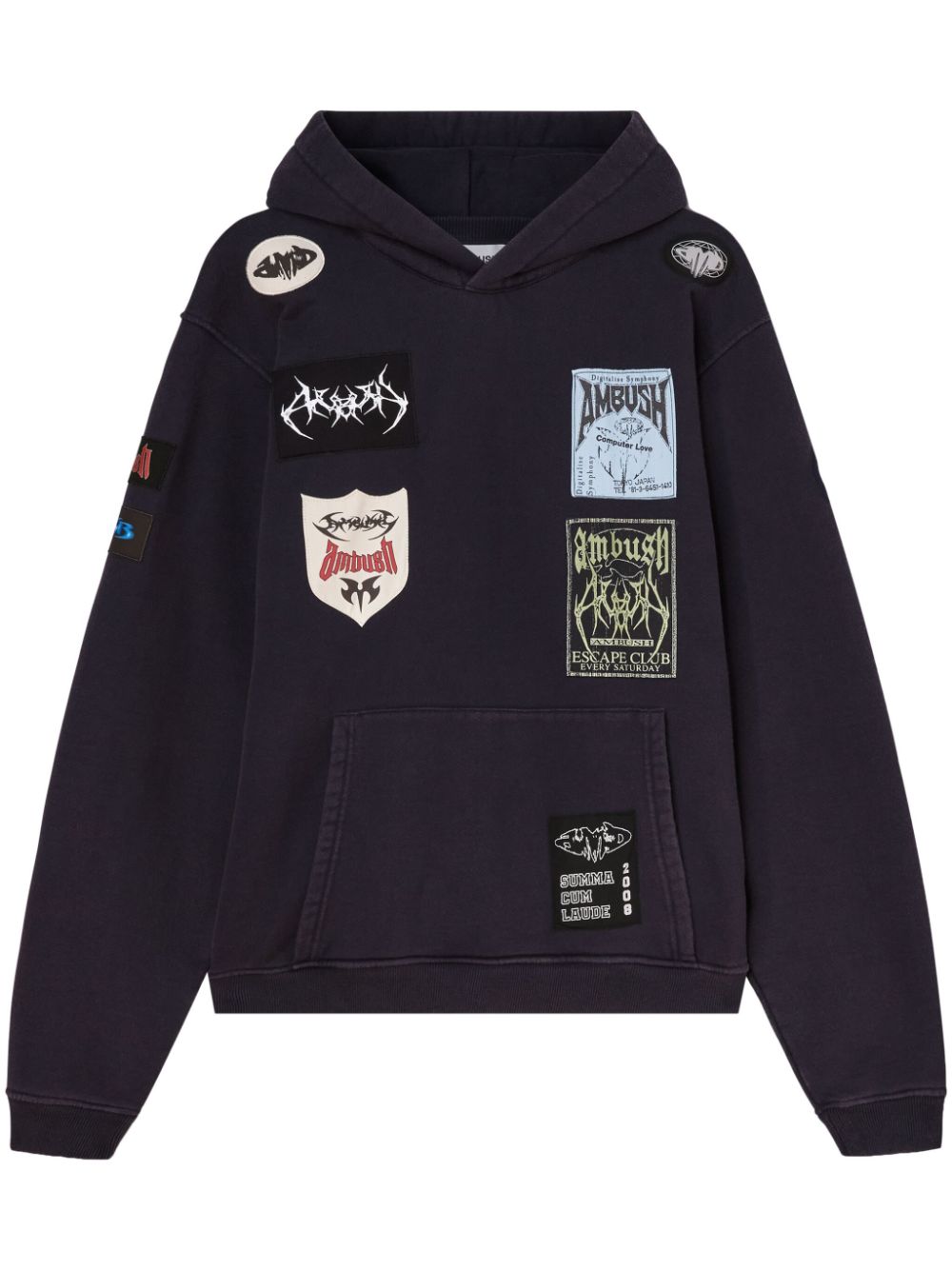 AMBUSH  logo-patchwork cotton hoodie