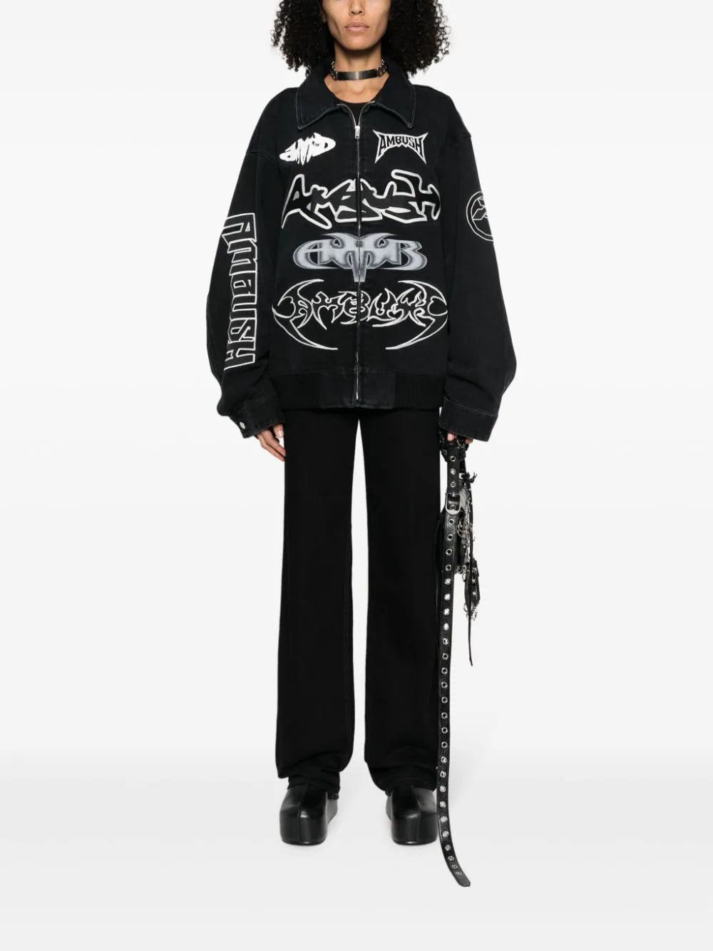 AMBUSH logo-embellished denim bomber jacket - Image 3