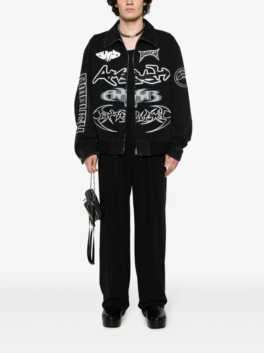 AMBUSH logo-embellished denim bomber jacket - Image 2