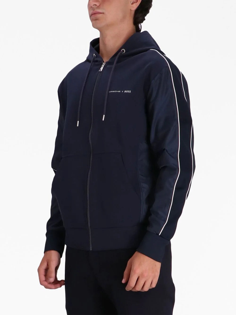 BOSS logo-print zip-up hoodie