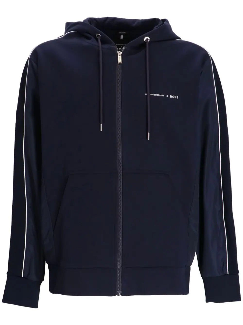 BOSS  logo-print zip-up hoodie