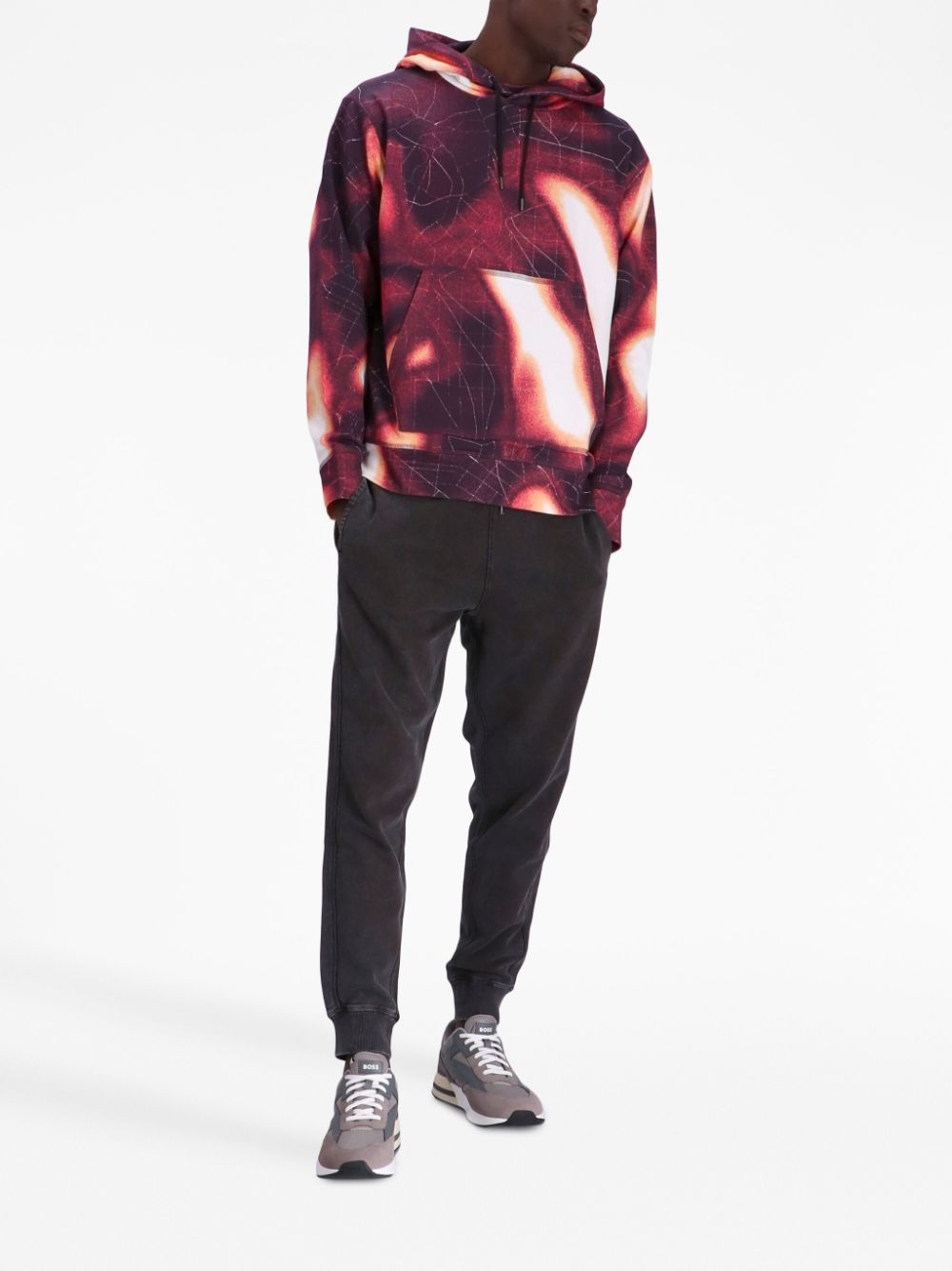 BOSS heat-map print cotton hoodie