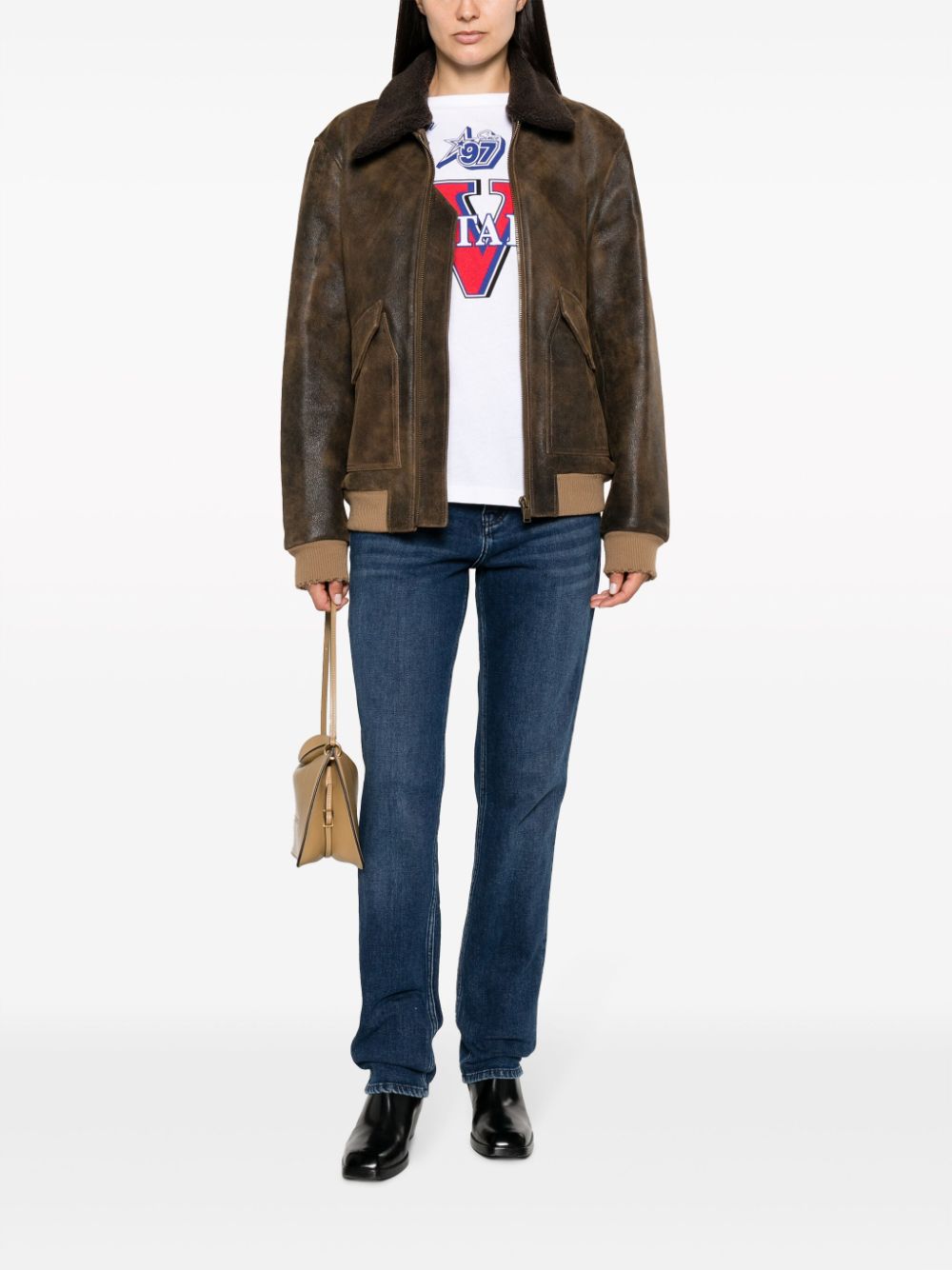 Zadig&Voltaire  Mate shearling-collar leather jacket