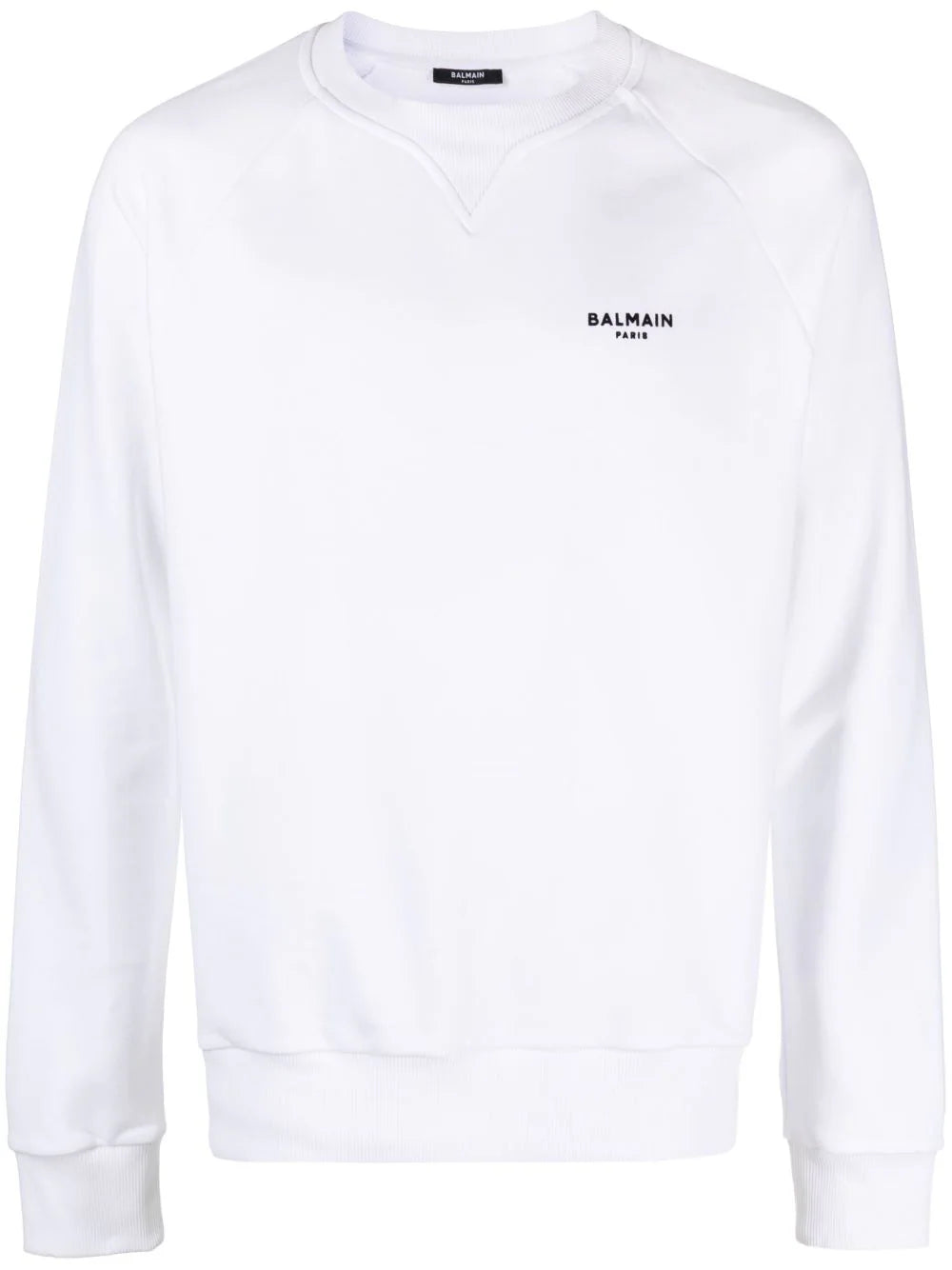 Balmain  flocked-logo cotton raglan sweatshirt