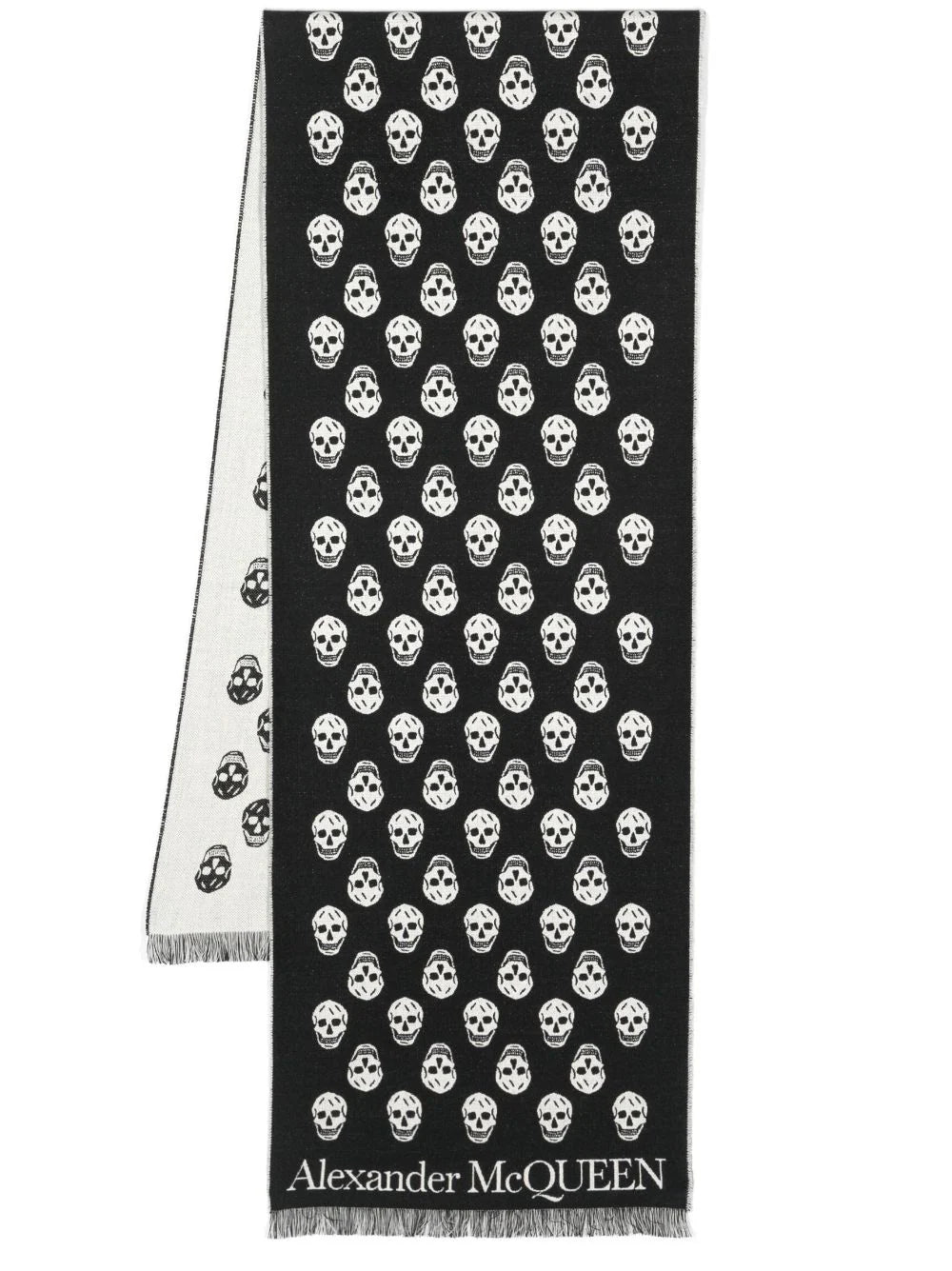 Alexander McQueen  skull-print fringed-edge scarf