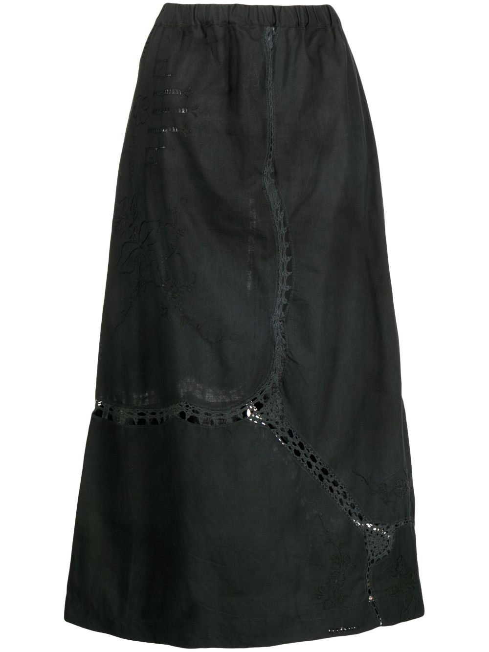 By Walid  embroidered-detail cotton long skirt