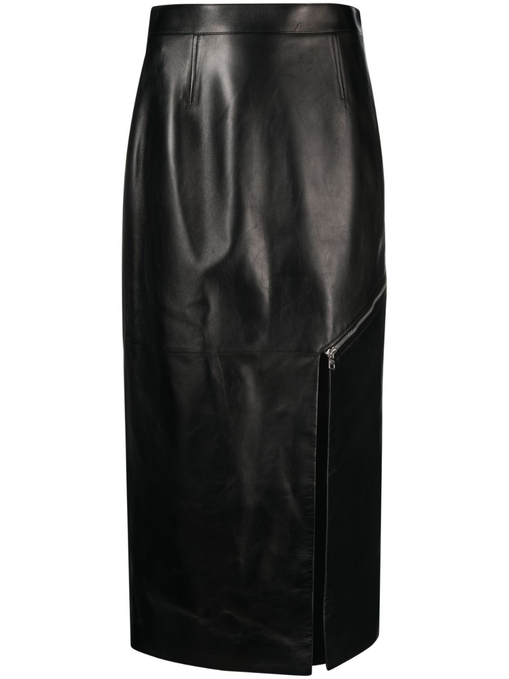 Alexander McQueen  side-slit leather midi skirt