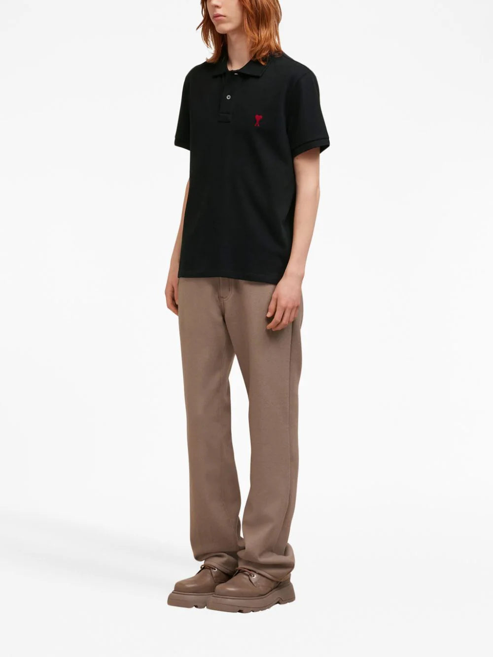 AMI Paris  logo-embroidered organic-cotton polo shirt