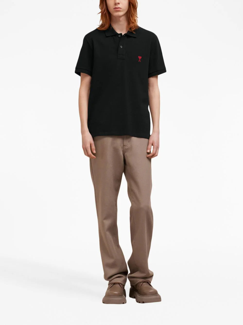 AMI Paris  logo-embroidered organic-cotton polo shirt