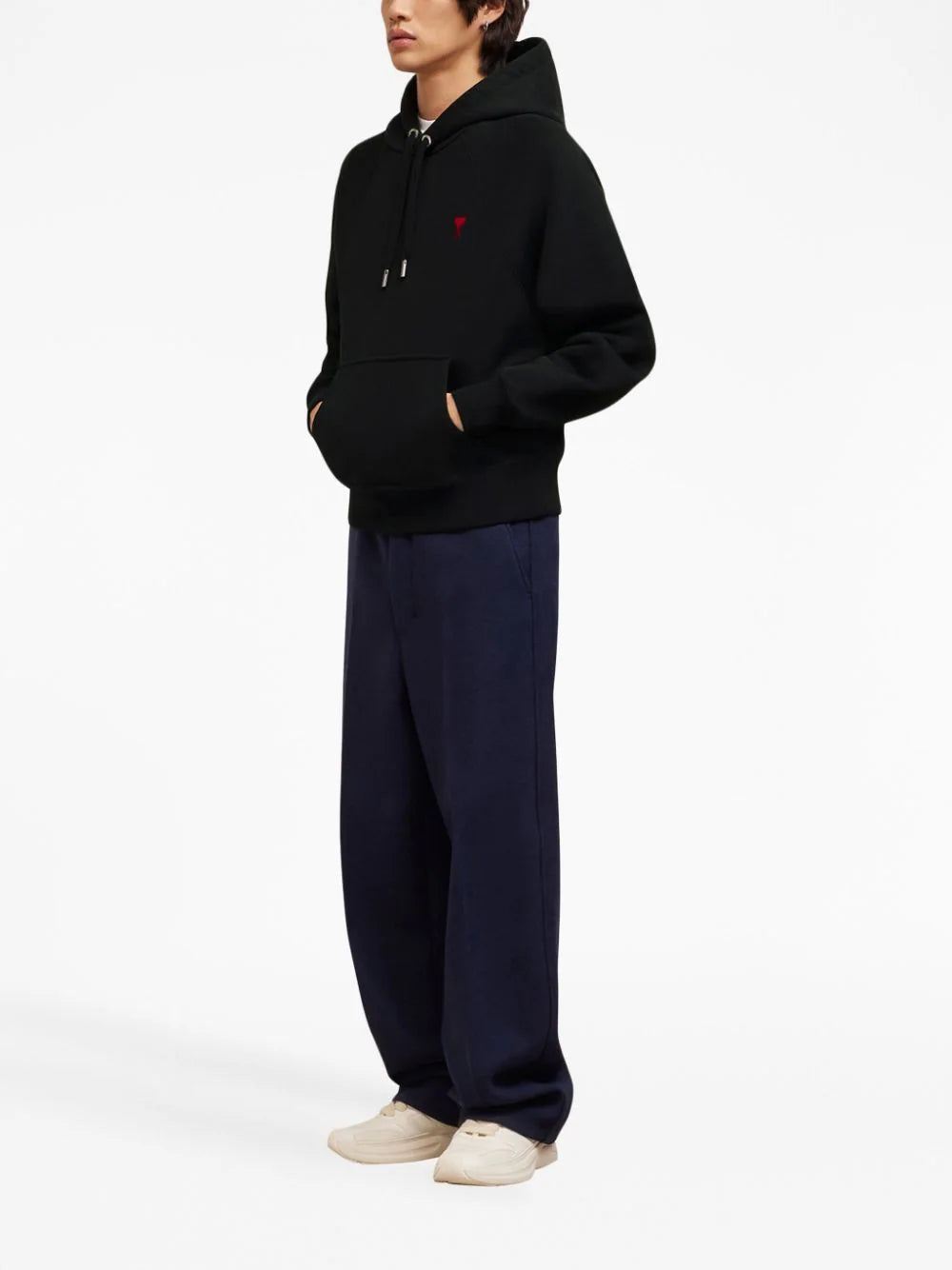 AMI Paris logo-embroidered organic-cotton hoodie