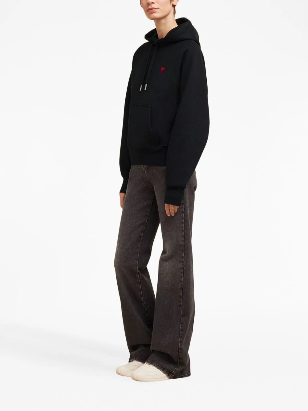 AMI Paris logo-embroidered organic-cotton hoodie