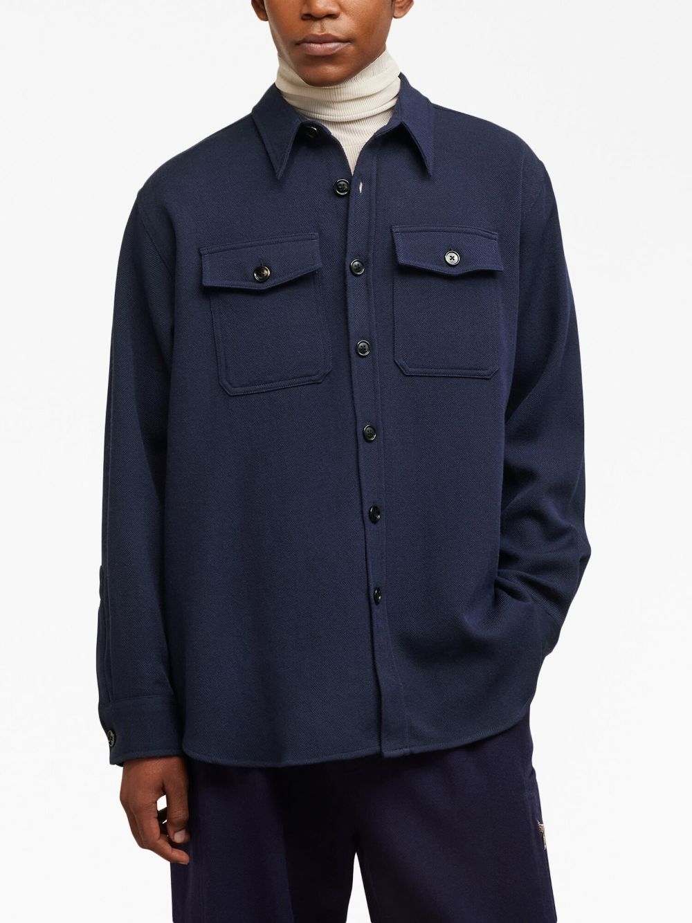 AMI Paris classic-collar wool shirt jacket