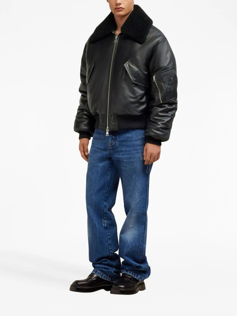 AMI Paris oversized-collar lambskin jacket - Image 2