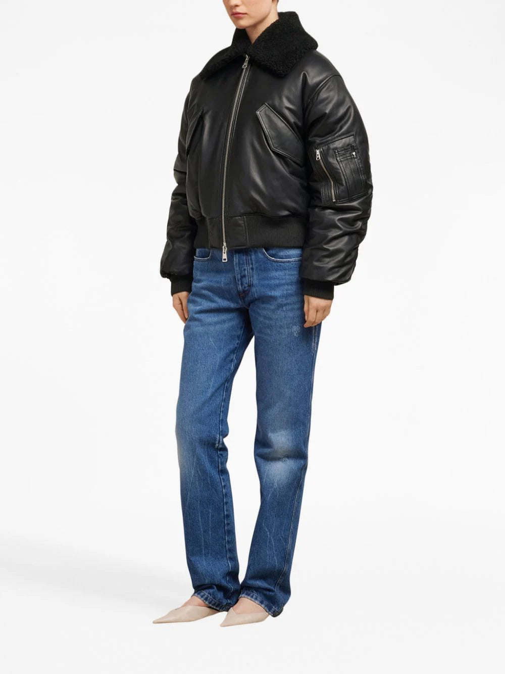 AMI Paris oversized-collar lambskin jacket - Image 3
