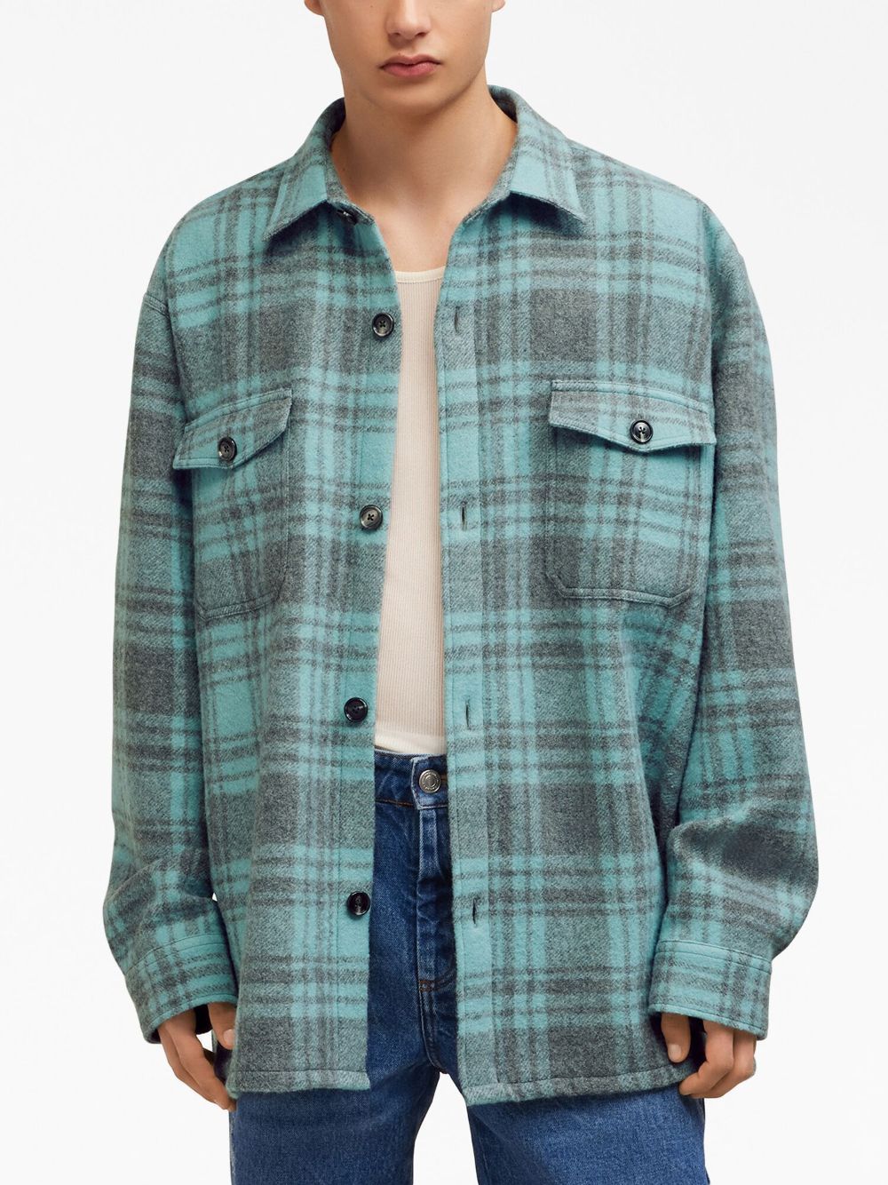 AMI Paris plaid wool shirt jacket