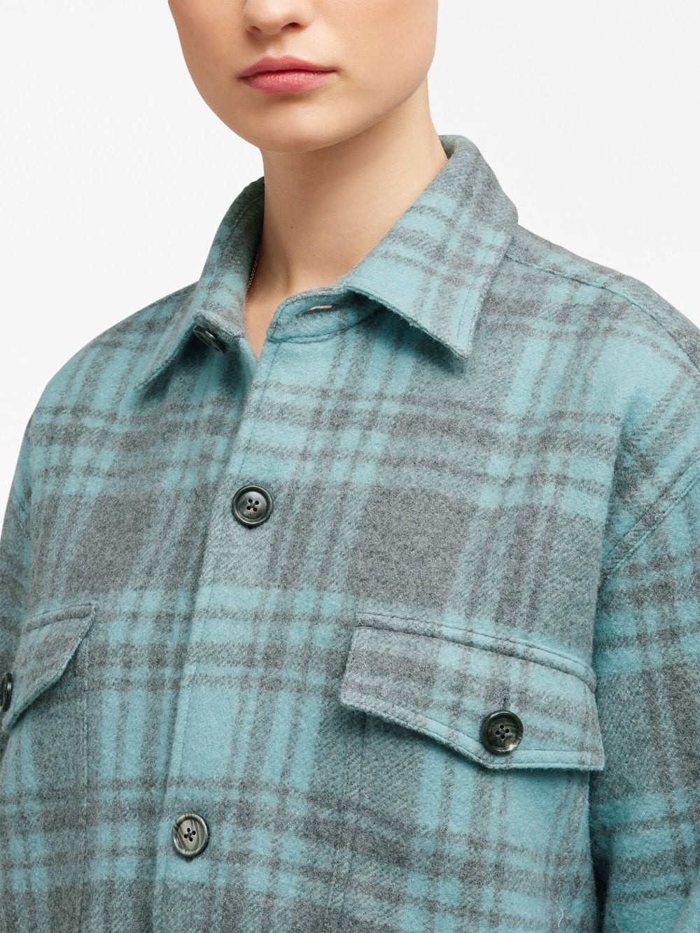 AMI Paris plaid wool shirt jacket
