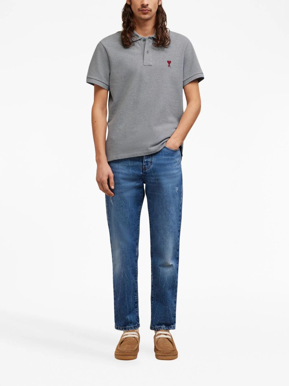 AMI Paris  logo-embroidered cotton polo shirt