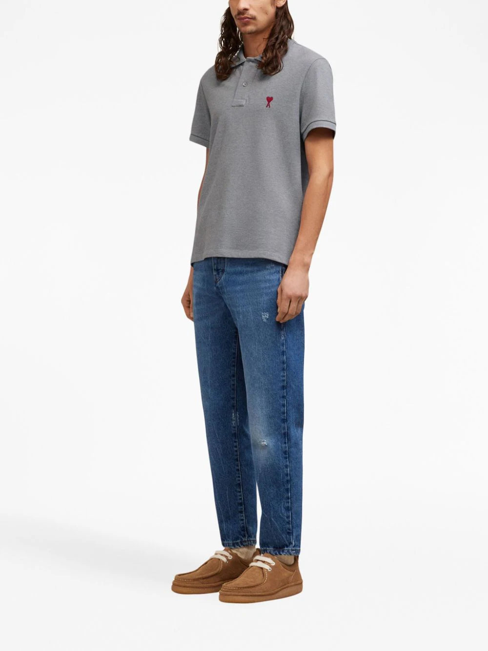 AMI Paris  logo-embroidered cotton polo shirt