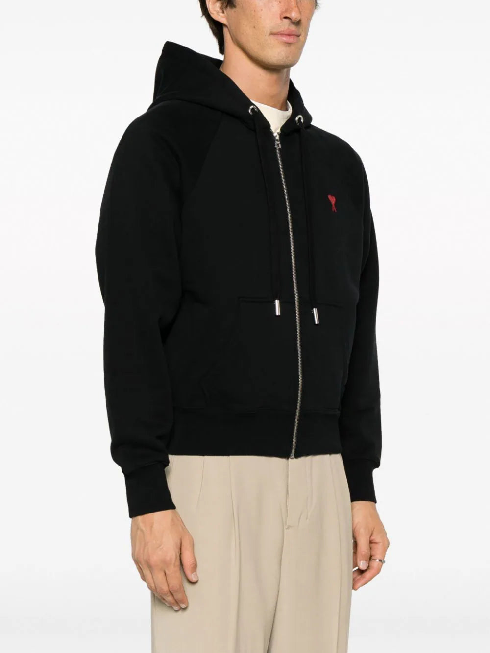 AMI Paris Ami de Coeur-embroidered zip-up hoodie