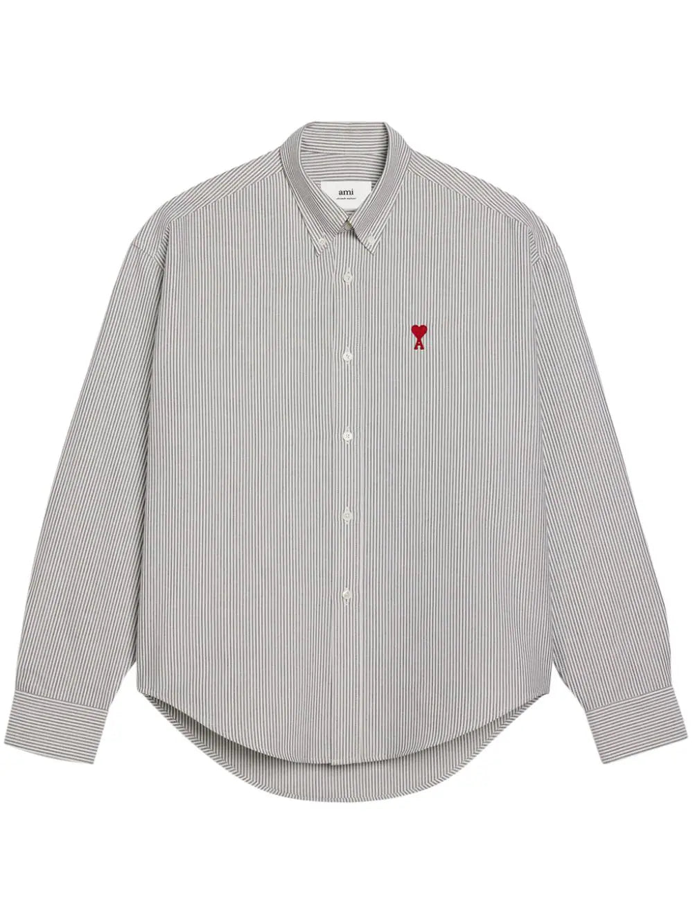 AMI Paris  logo-embroidered striped cotton shirt