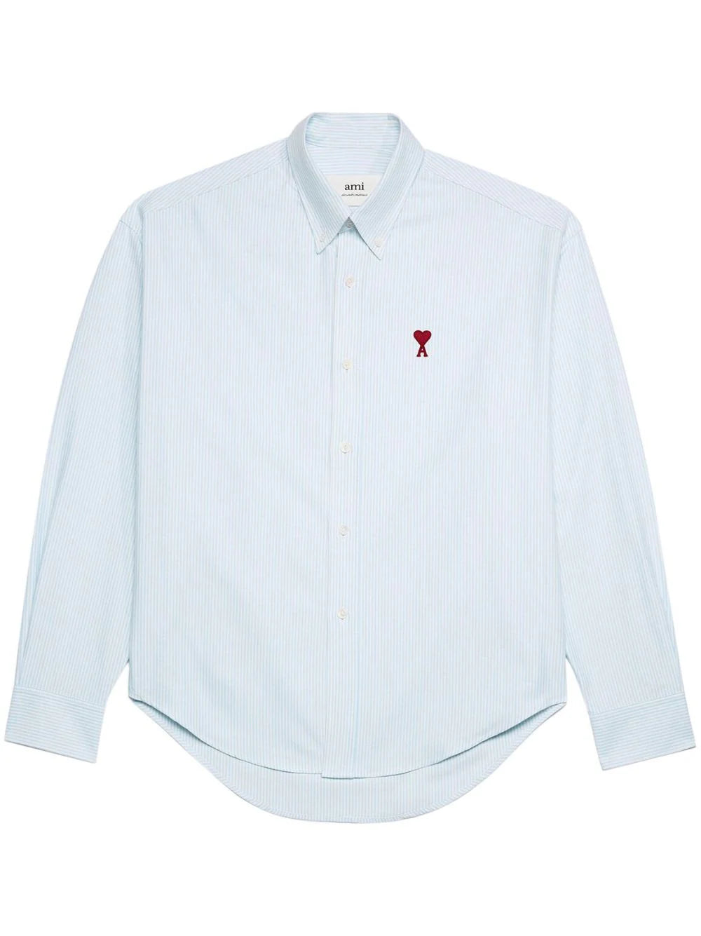 AMI Paris  logo-embroidered striped cotton shirt