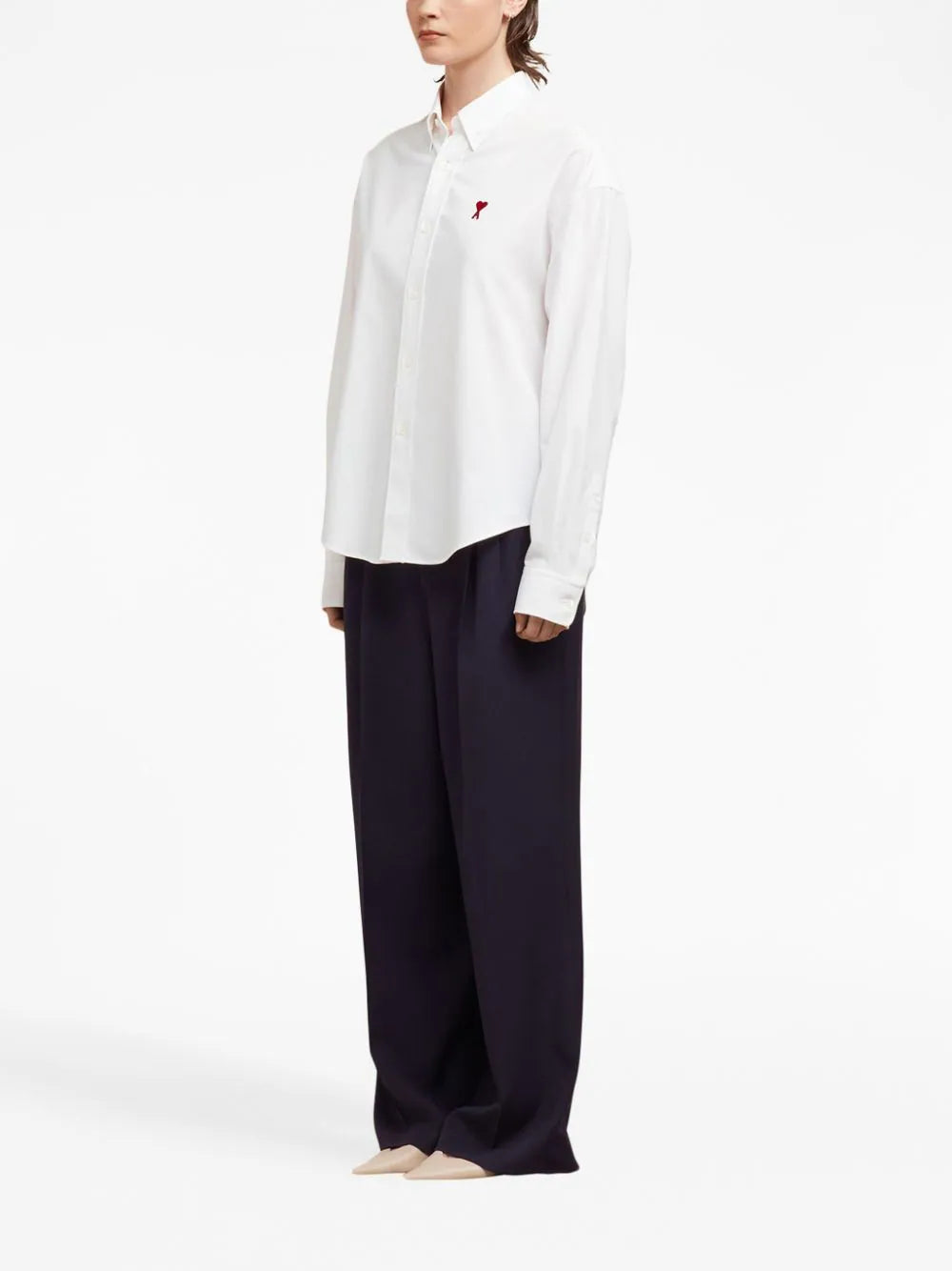 AMI Paris  logo-embroidered poplin shirt