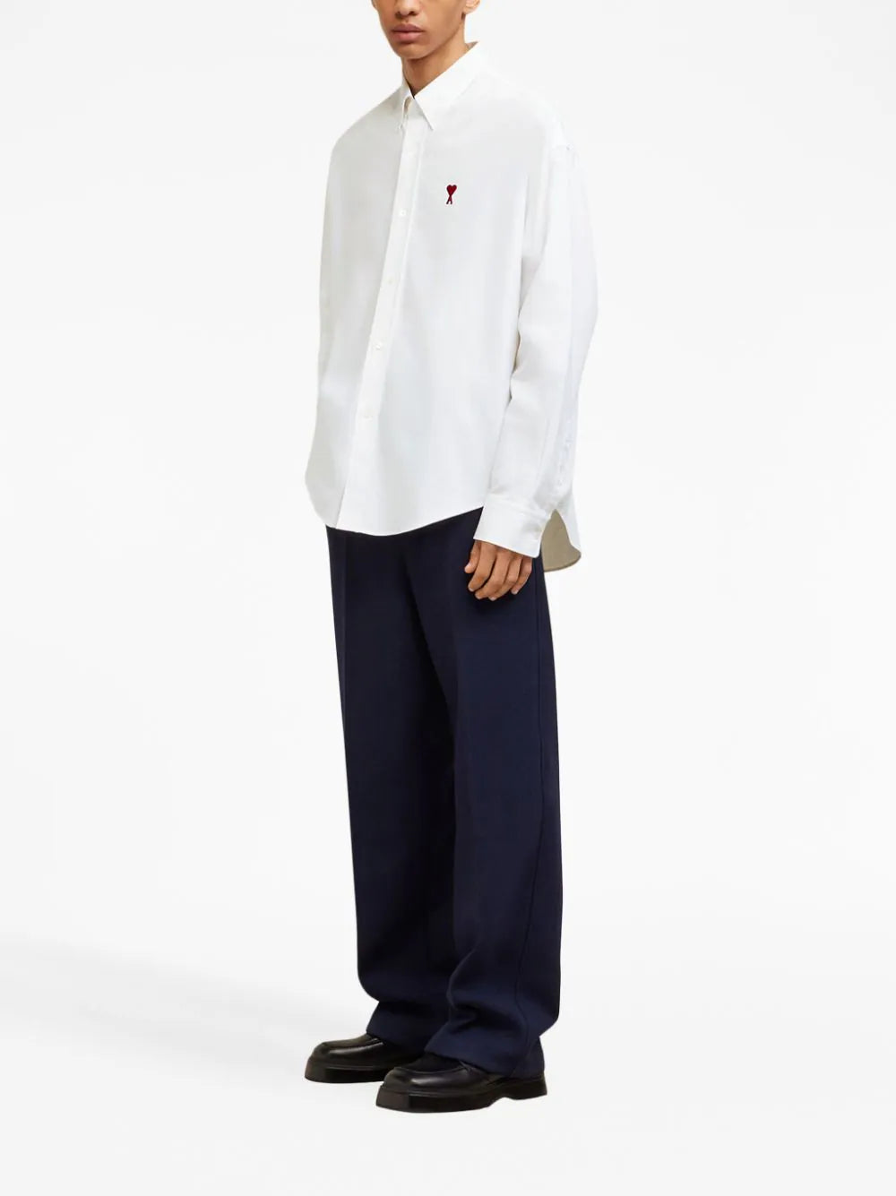 AMI Paris  logo-embroidered poplin shirt