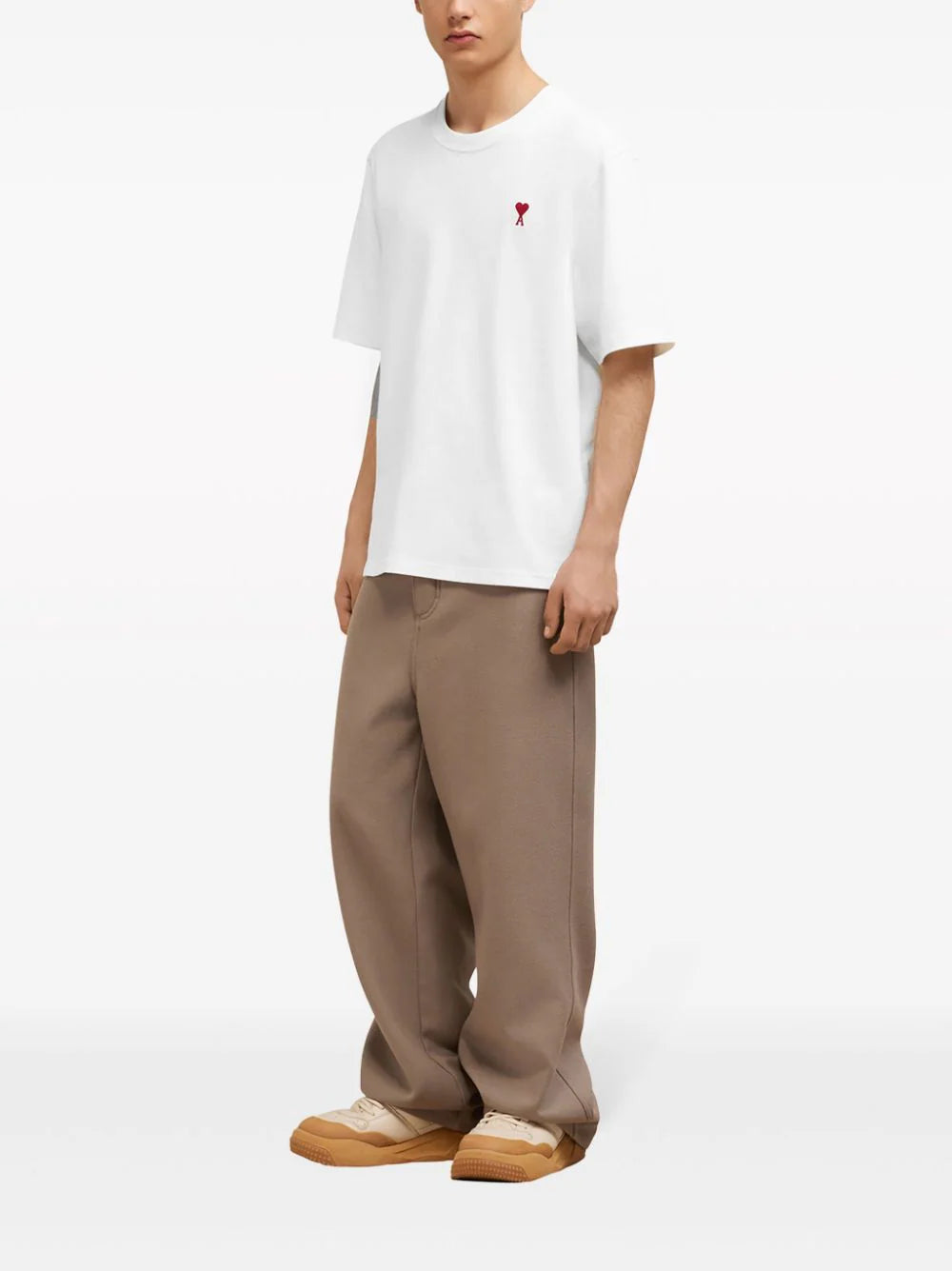 AMI Paris logo-embroidered organic cotton T-shirt