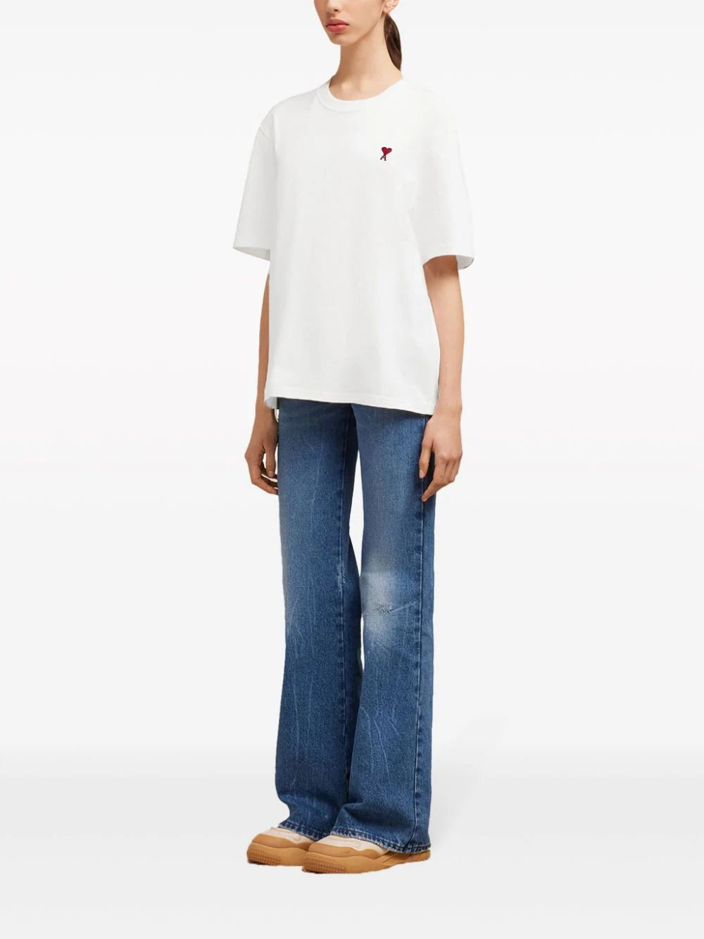 AMI Paris logo-embroidered organic cotton T-shirt