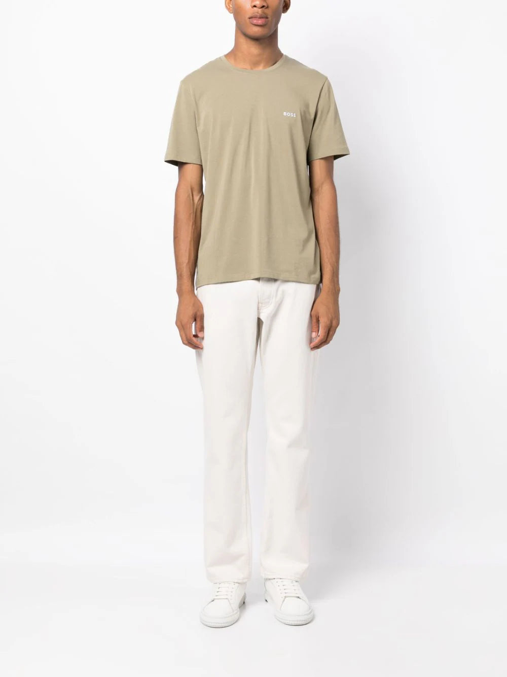 BOSS  logo-embroidered shor-sleeve T-shirt