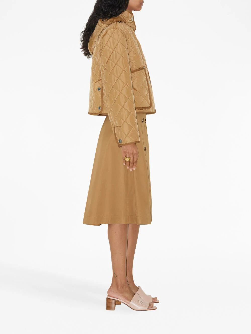 Burberry  belted-waist flared skirt