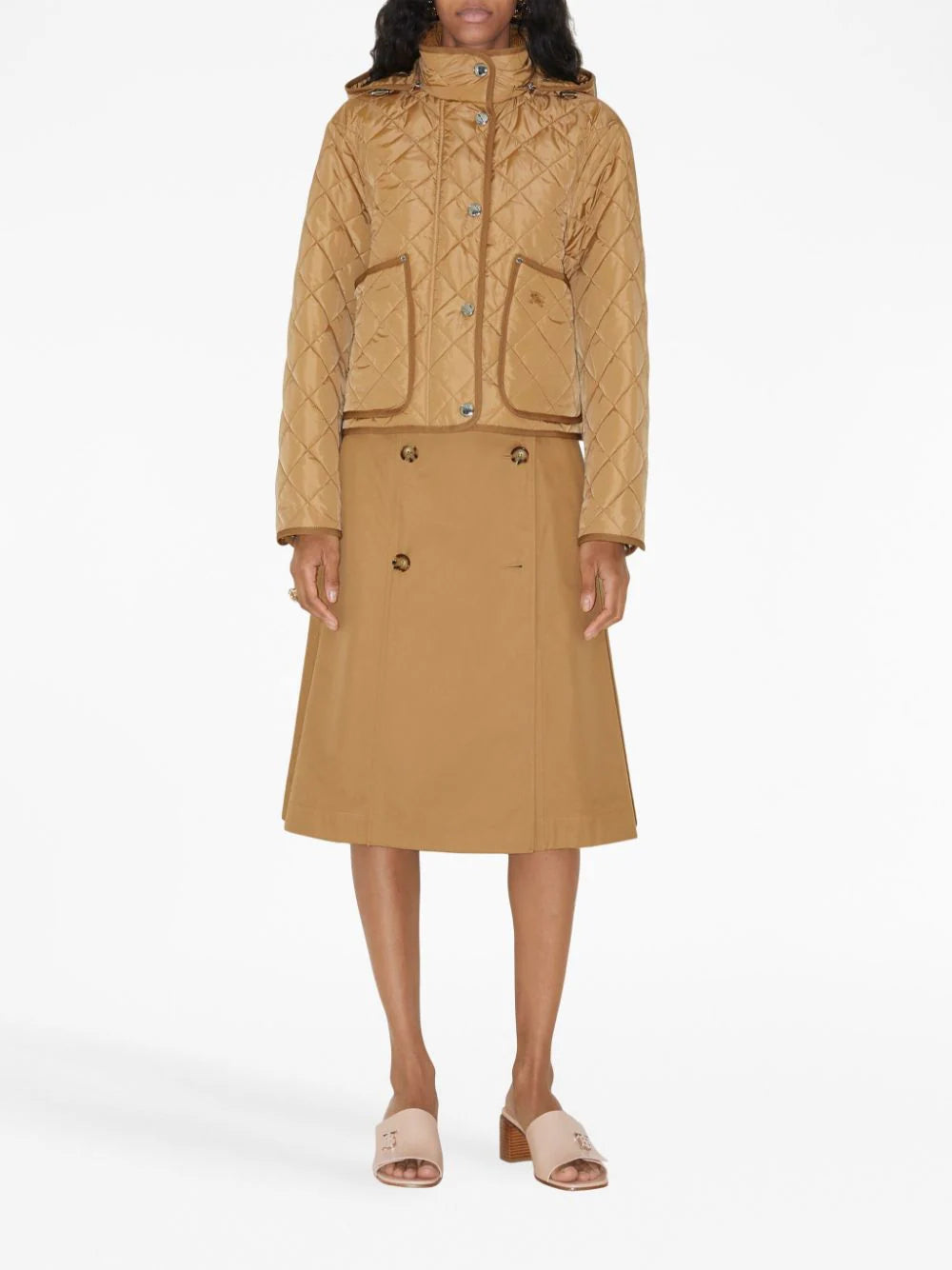 Burberry  belted-waist flared skirt