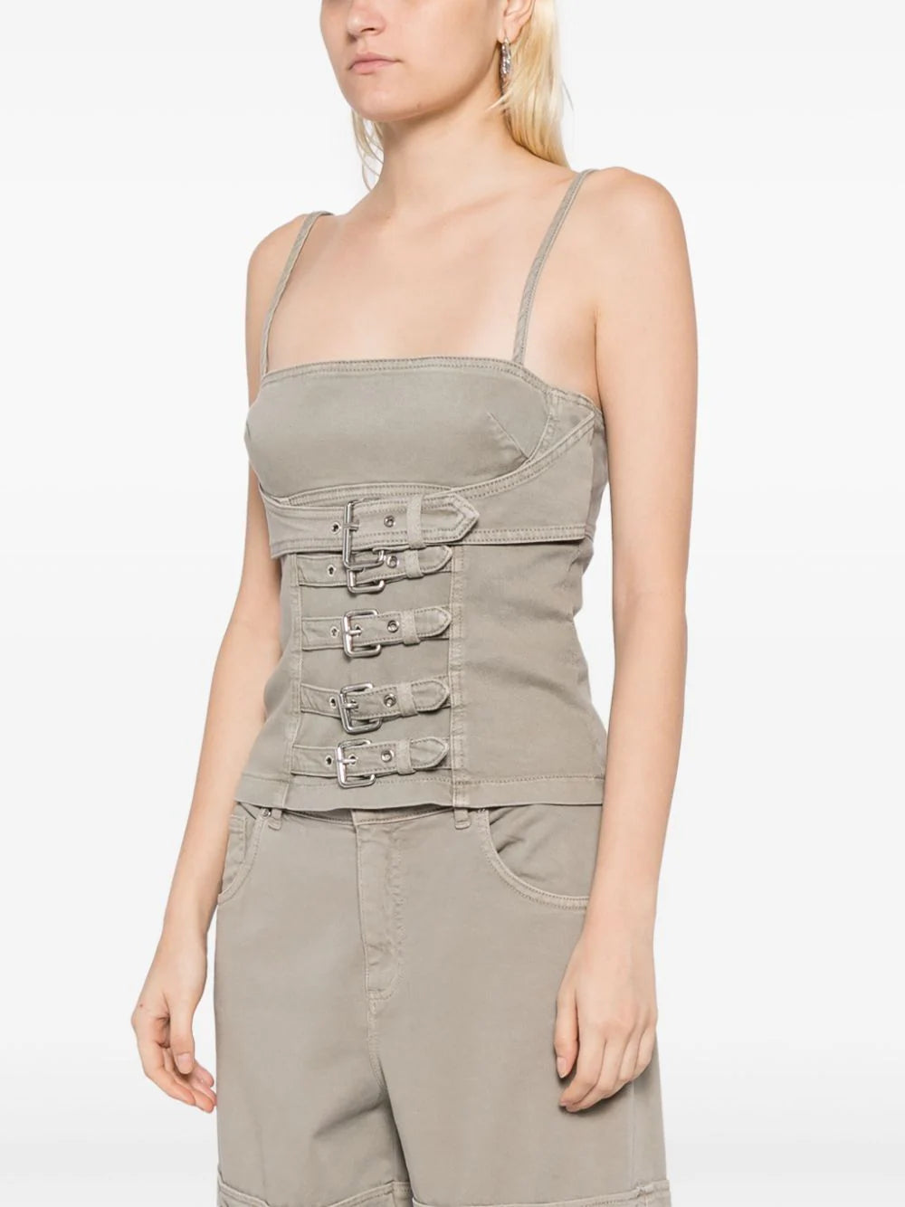 Blumarine  buckle-embellished cotton top