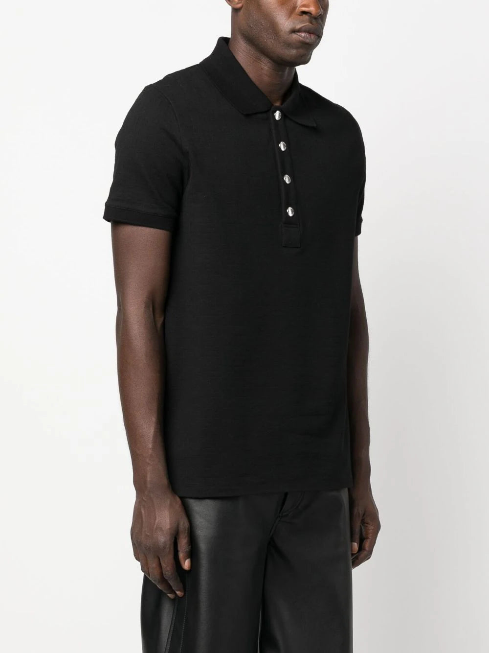 Balmain  monogram-pattern piqué polo shirt
